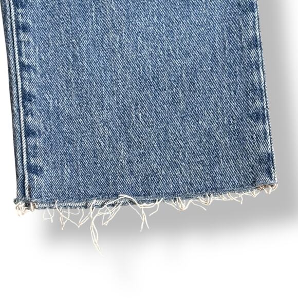 Madewell Mid-Rise Perfect Vintage Straight Jeans Raw Hem Size 28 Medium Wash - Picture 4 of 9